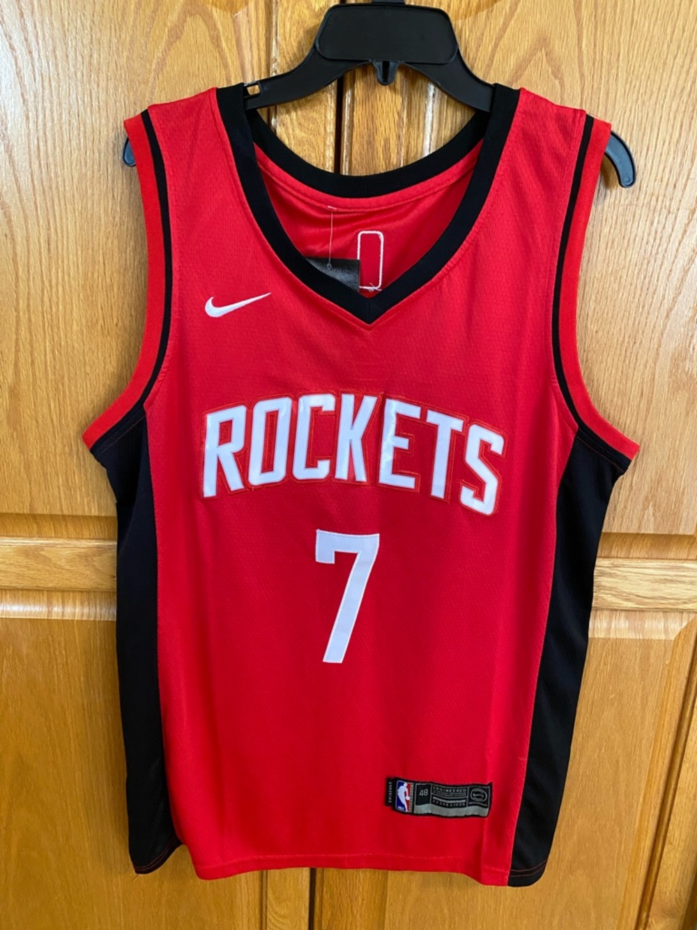 Nike Dry Fit Red and Black Rockets #7 Durant Basketball Jersey. Size 48.